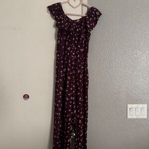 Justice Burgundy Floral Top